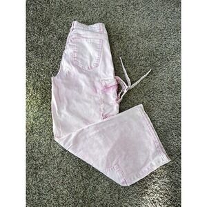 Girl Index Juniors Size 7 Light Pink Baggy Cargo Jeans
